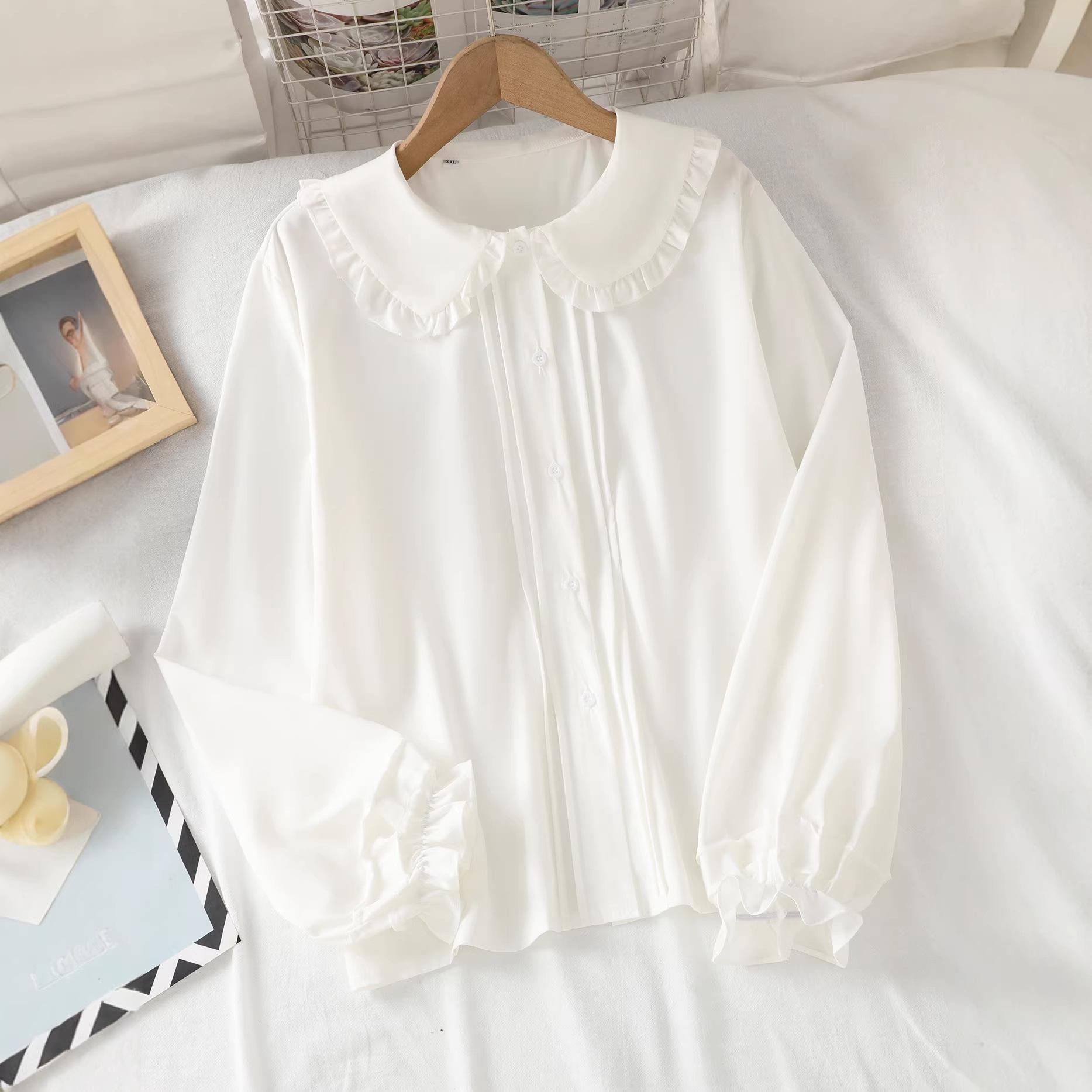 

Женская рубашка с воротником-стойкой и кружевной оборкой в стиле академии, Юго-Восточная Азия-Япония-Корея XXL