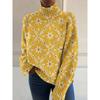 Womens Christmas Print High Neck Sweater Loose Fit Casual Long Sleeve Top