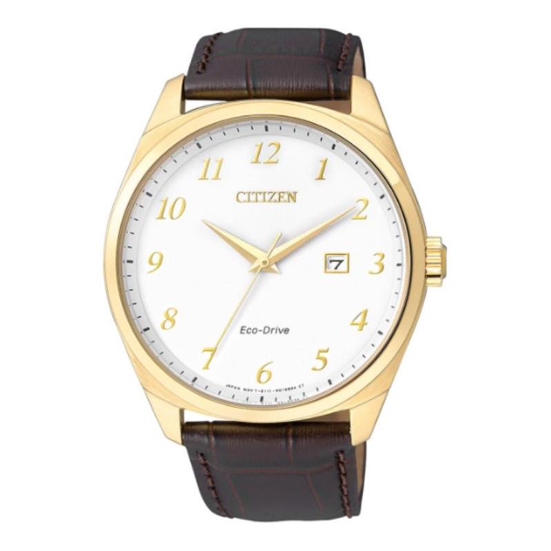 

CITIZEN Eco-Drive Series 100 Meters Waterproof Solar Quartz Cowhide Strap Men s Watch White Dial BM7322-06A білий