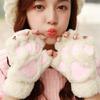 Winter Fingerless Gloves Fluffy Bear for Cat Paw Claw Half Finger Mitten Hand Wa