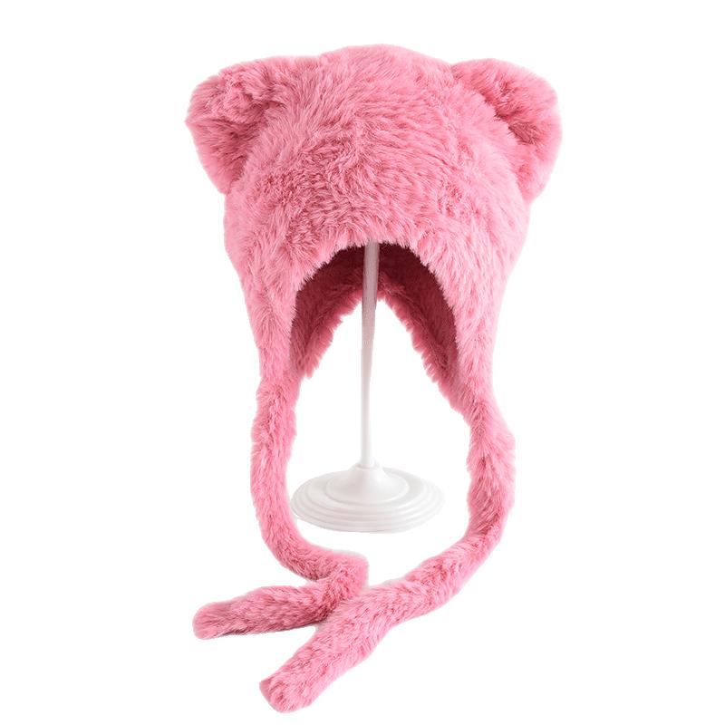 Winter Children's Hat Plush Hat Ear Protection Knitted Hat Cute Bear Head Cold Resistant Ear Protection Hat