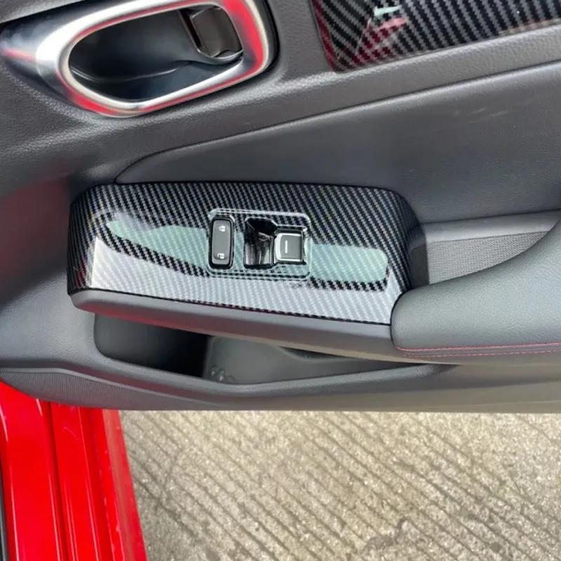 LHD RHD For Honda Civic 11th Gen   ABS Car Window Glass Lift Switch Button Panel Armrest Trim Cover Interior Accessories