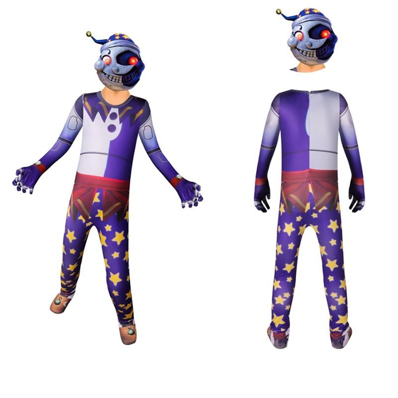 Sundrop Fnaf Strój Cosplayowego Klauna Body Maskę Kombinezon na Imprezę Kolor Brązowy Dla Realistycznego Wyglądu Chłopcy Dziewczynki