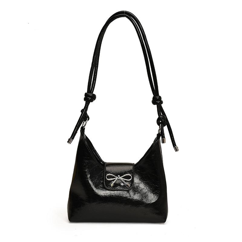 

2024 новая осенняя модная сумка через плечо с бантом, простая сумка-мессенджер, женская модная сумка для поездок на работу чёрный