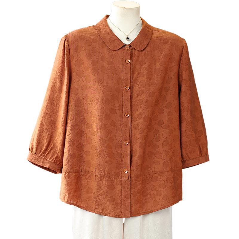 Elderly Women's Summer Lapel Shirt, Seven-Sleeve Design