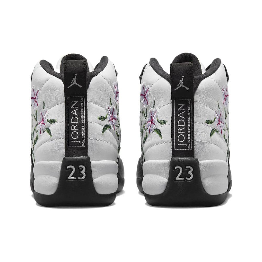 Air Jordan 12 Retro GS Floral Kids Sneakers White Vivid-Green Lavender-Mist DR6956-100