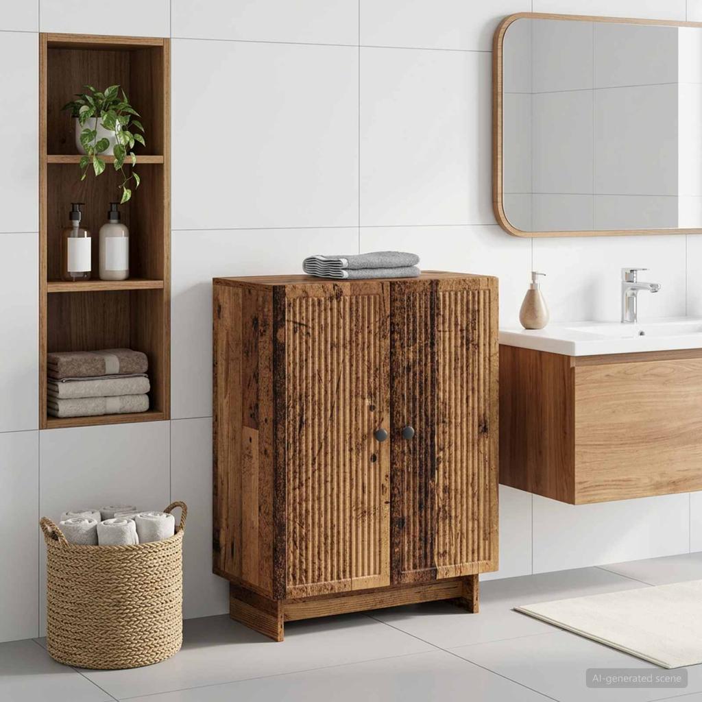Bathroom Storage Cabinet EDE Reclaimed Wood 59.5 x 31 x 80 cm