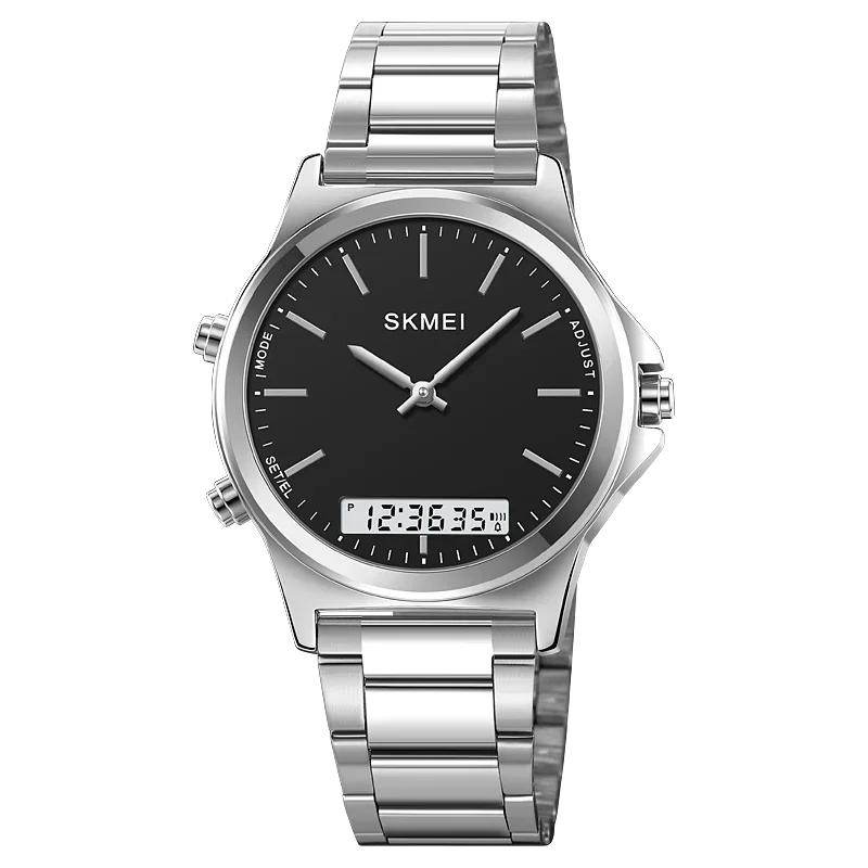 SKMEI 2120 Digital Quartz Watch for Men Waterproof Sport Dual Display Stainless Steel Mens Wristwatches Alarm Clock Reloj Hombre