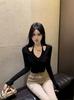 Halter Neck V-Neck Knit Sweater - Slim Fit Core-Spun Yarn Base Layer for Autumn/Winter