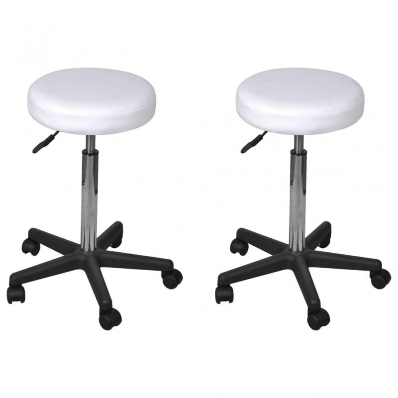 Day and Night - Day and Night Office Stools 2 Pcs White Synthetic Leather