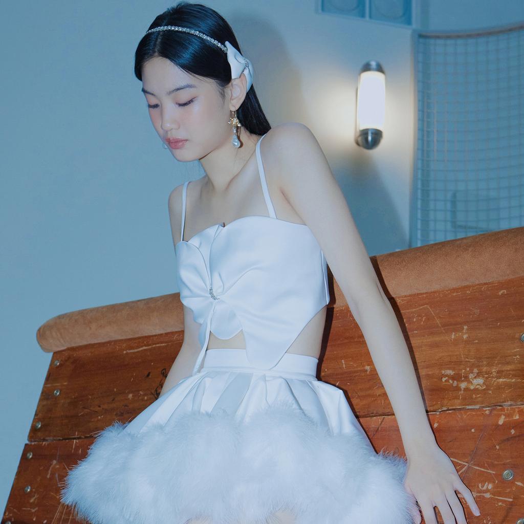Lovuee White Swan Double Ribbon Hairband