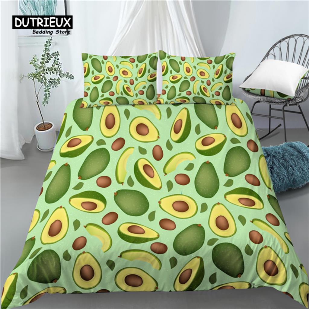 

Роскошный комплект постельного белья для дома с принтом авокадо 2/3 предмета, удобный пододеяльник, наволочка, комплект постельного белья размера Queen и King, размер EU/US/AU EU single(135x200cm)