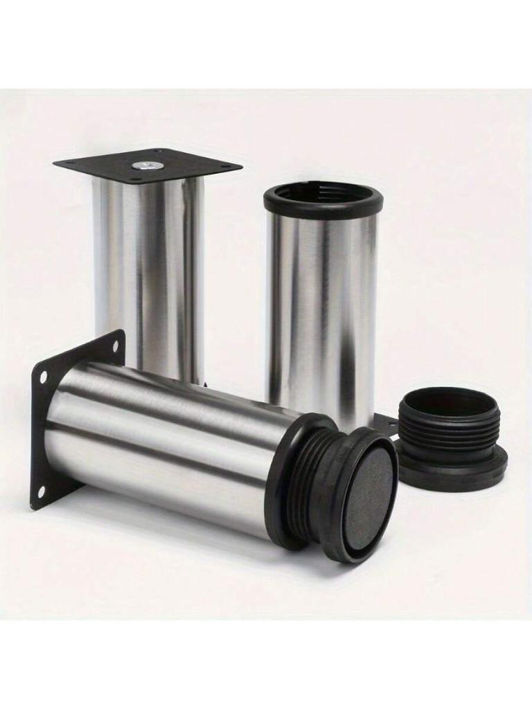 4pcs Stainless Steel Furniture Leg Adjustable Table Feet Replacement Cabinet Sofa Metal Foot With Screws Furniture Hardware