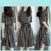 Elegant Women's Summer Dress Stylish European Design With Slim Fit Striped Pattern
