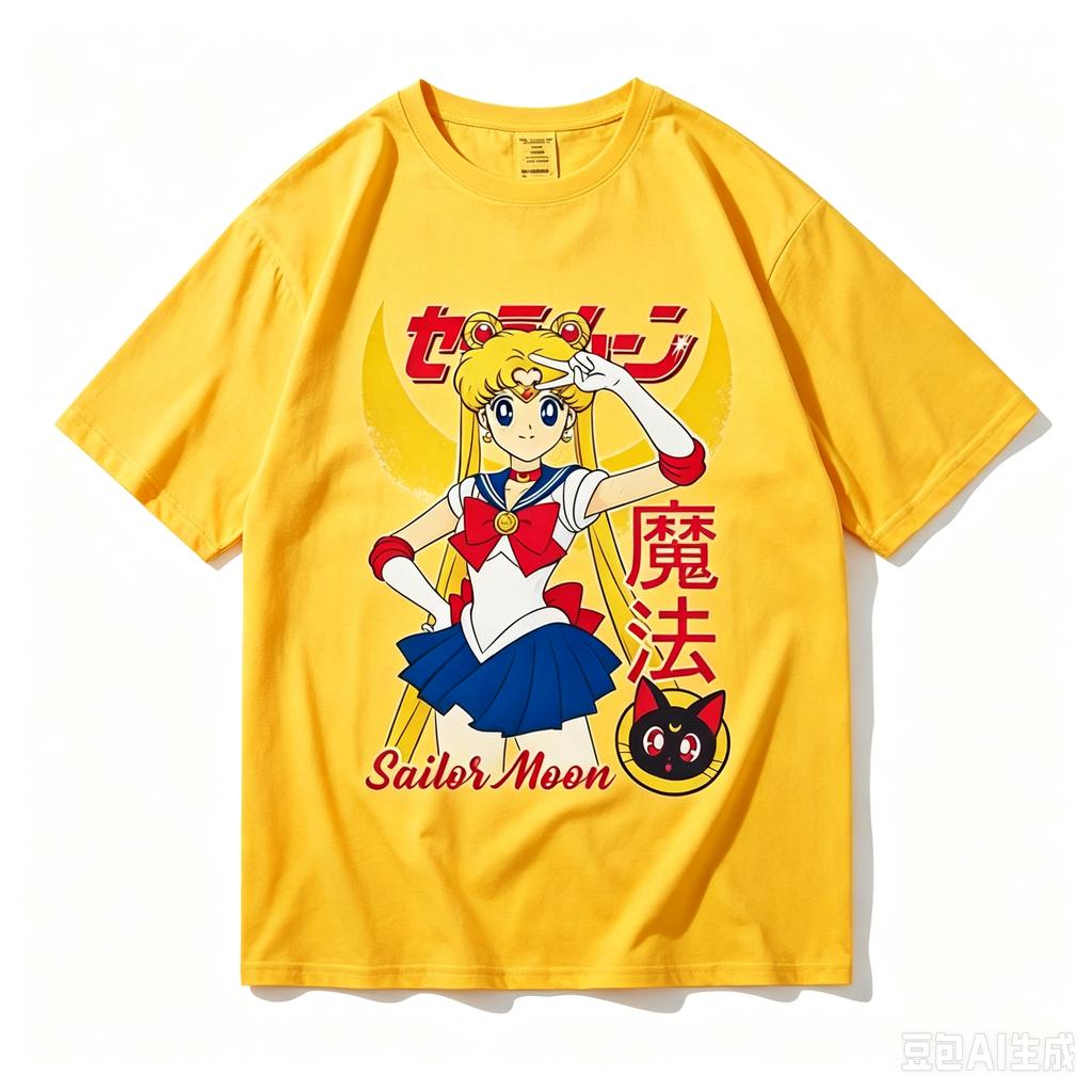 2026 Neuer Stil Sailor Moon Thema Retro Süß Cool 100% Reine Baumwolle Bedrucktes Kinder T-Shirt Sommer Lässige Oberteile
