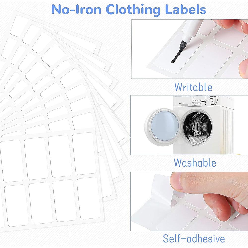 No-Iron Labels Wash Writable Self Adhesive Clothing Name Label And Permanent Fabric Markers Pen For Daycare School Home Decor