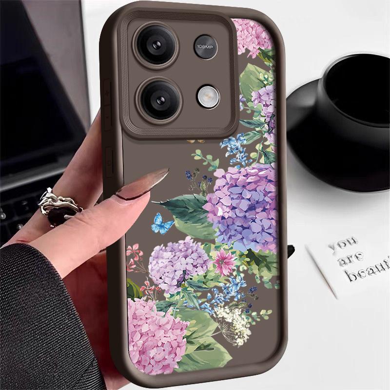 

Модный чехол для телефона с цветочным узором для Xiaomi Redmi Note 13 12 4G 11 10 Pro Max 13T 11T Poco F6 X6 X5 Pro, матовый противоударный мягкий силиконовый чехол с цветочным принтом Redmi Note 13 Pro 4G кофейный