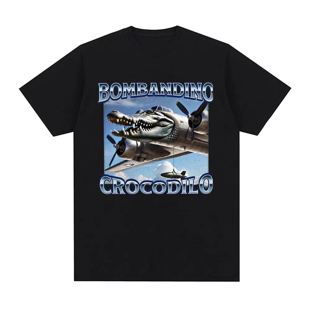 Bombardiro Crocodilo Crocodile Plane Bomber FunnyTshirt Unisex  Casual Cotton Short Sleeve Tee TreetwearLoose