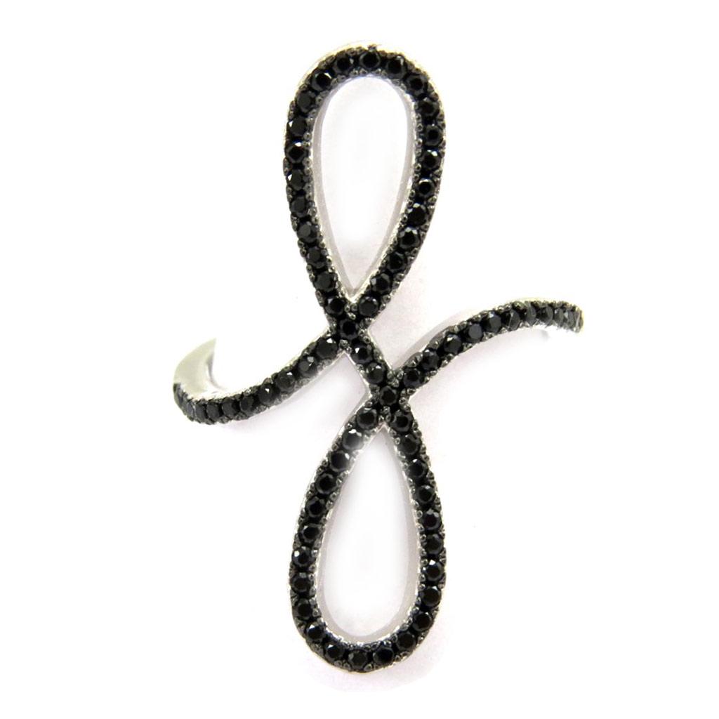 Silver Ring 'Sissi' Black (infinity) Silver Rhodium - 30x7 Mm