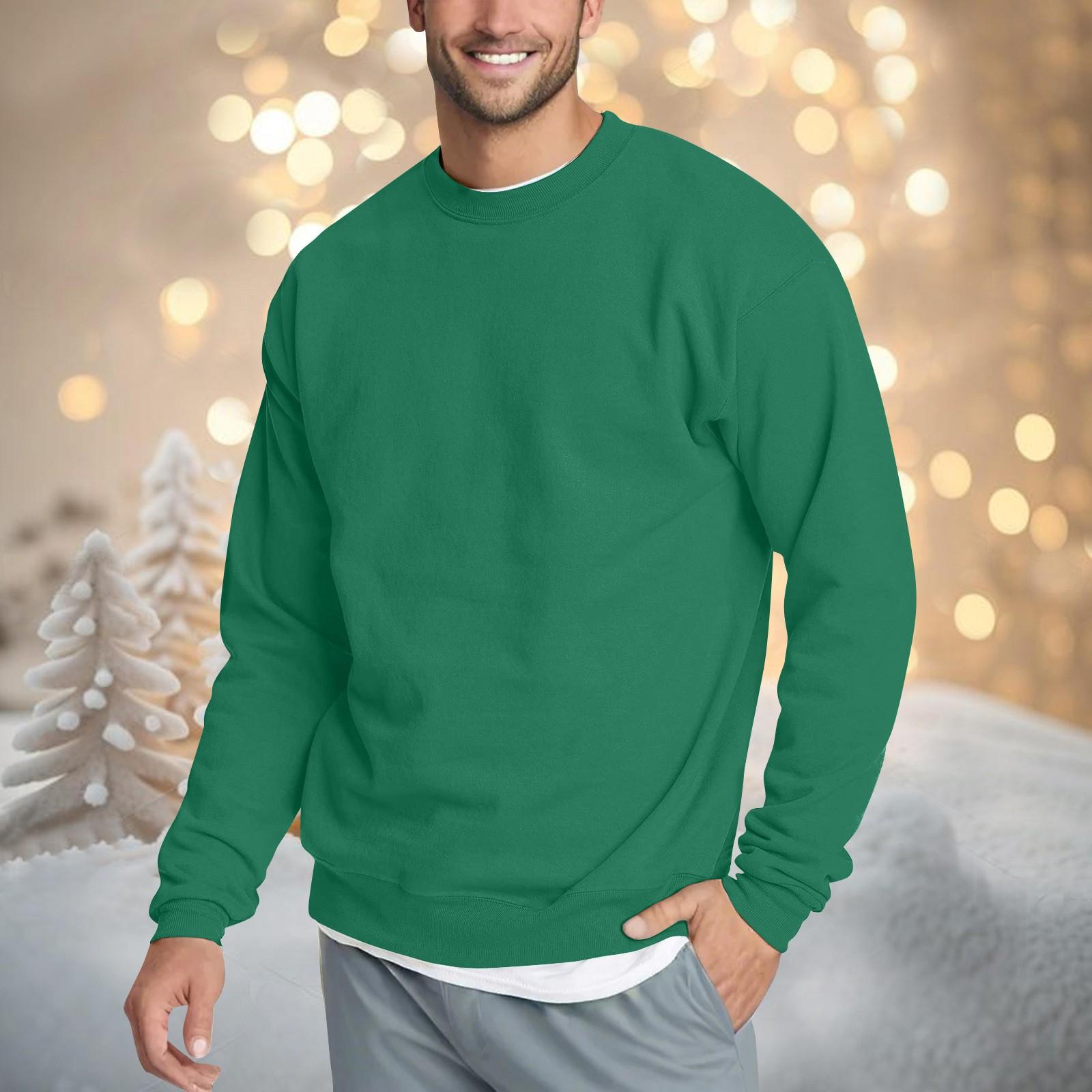 

Мужская повседневная мода, удобная однотонная толстовка с круглым вырезом, свитшот S