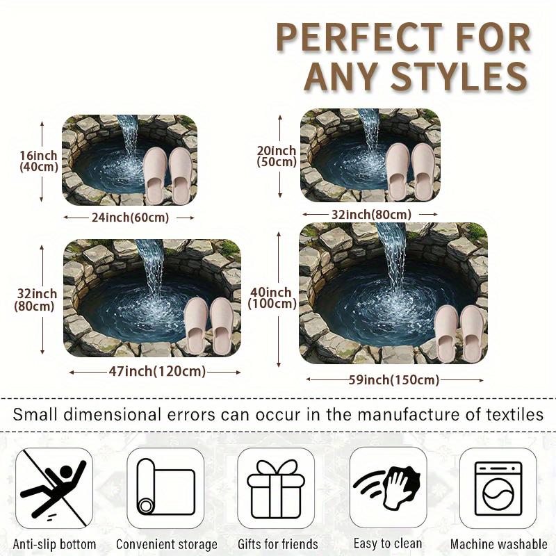 3D Waterfall Doormat for Entryways | Creative Floor Mats | Unique Home Entrance Decor Anti Slip Carpet Can Be Machine Washed