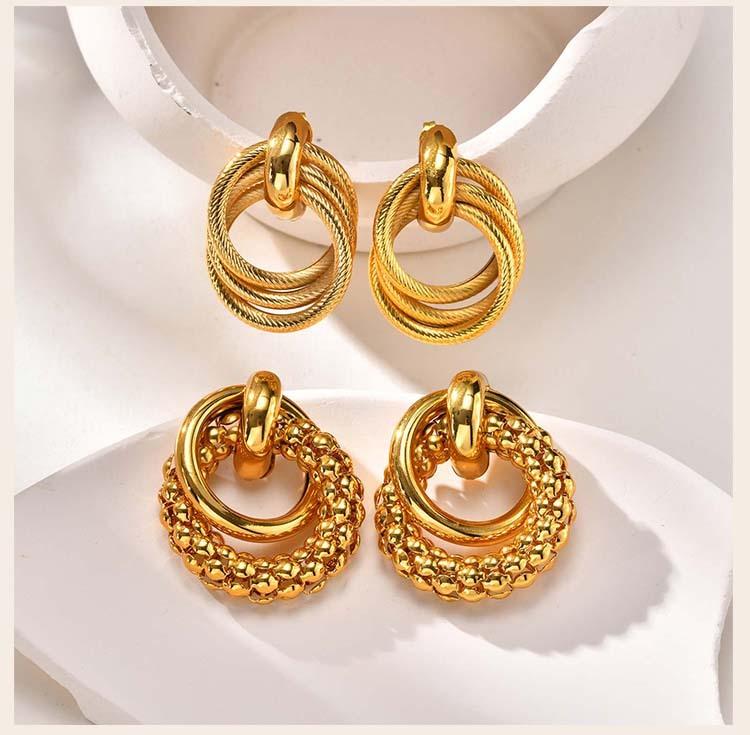Geometric Inlocked Circle Twist Statement Earring Waterproof Chunky Jewelry