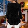 Women's Fashionable Double-Layer Mesh V-Neck Three-Quarter Bell-Sleeve Loose-Fit Top
