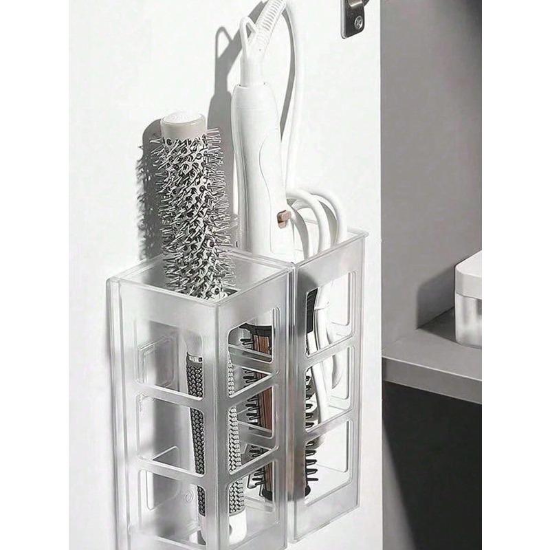 1pc No-Drill Wall Mounted Hair Tool Organizer - Adjustable Height Storage Rack For Hair Dryer, Curling Iron & Straighteners