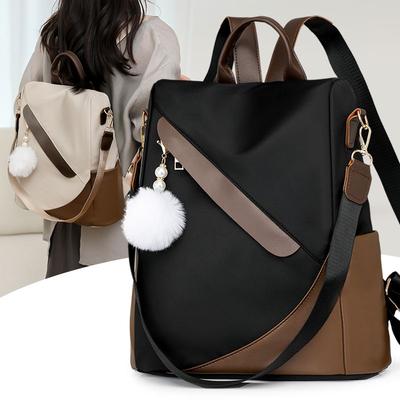 Mochila Feminina Nova Cores Contrastantes Moda Mochila Casual para o Dia a Dia Versátil Grande Capacidade Bolsa Antifurto