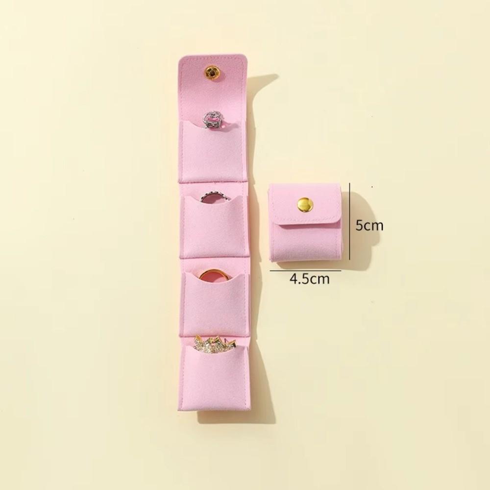Mini Jewelry Storage Bag Simple Storage Case Portable Jewelry Display Pouch  Ring Storage Box Pink1
