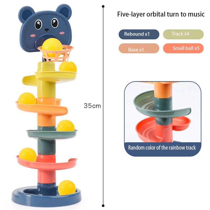 Baby Gift Stacking Toy ForChildren Baby Toys Rolling Ball Pile Tower Early Educational Toy For Babies Rotating Track Educational