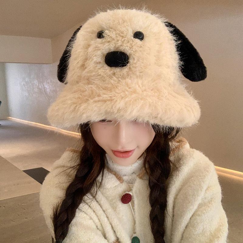 

2025 new cute cartoon puppy ears plush fisherman hat children winter warm versatile student basin hat tide one size (54-58cm) хакі