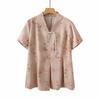 Elderly Women's Ice Silk Short Sleeve V-Neck Top