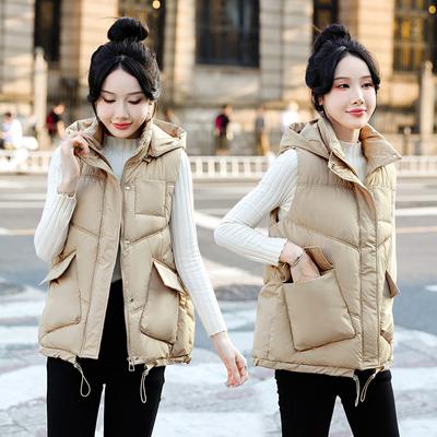 New Live Hat Short Down Cotton Vest Women's Korean Version Loose and Fashionable Vest for Autumn and Winter Outerwear Vest and Shoulder Jacket
