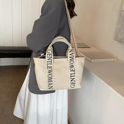 Niche Canvas Handbag Tote Bag Letter Print Shoulder Bag