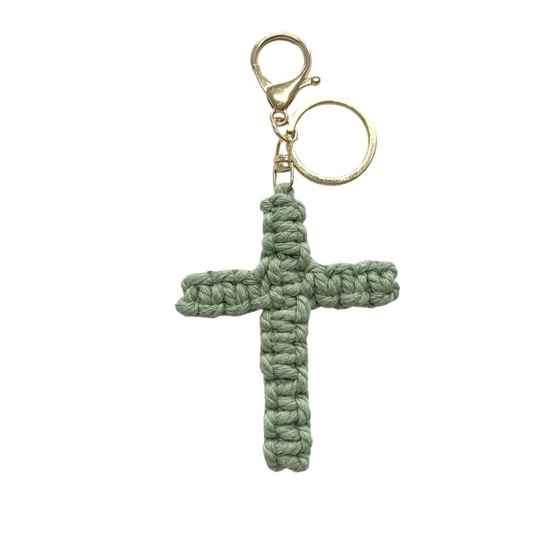 Christian Faith Keychain Crosses Carabiner Clip Handcraft Cotton Gift for Men Women