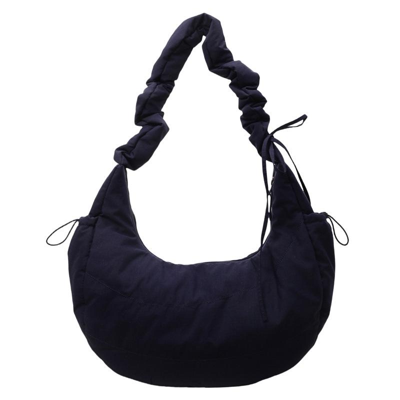 

Сумка-пельмень большой вместимости женская новая дорожная сумка через плечо из нейлона, сумка-тоут со складками, повседневная сумка-мессенджер, сумка-полумесяц темно-синий