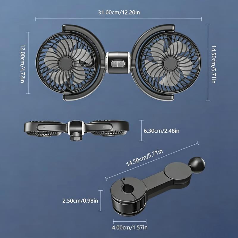 3 Speed Car Cooling Fan Headrest Double Head Fans Multi Angle Rotation Adjustable Cooler Air Fan for Car Accessories