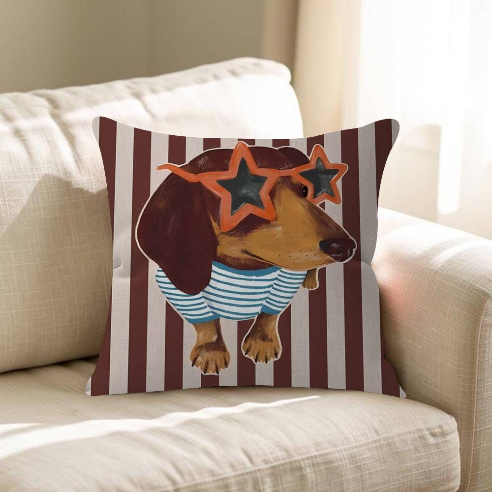 Cartoon Cute Dachshund Personalized Pillow Dust Cover Bedroom Kids Party Decoration Pillowcase Birthday Children Gift