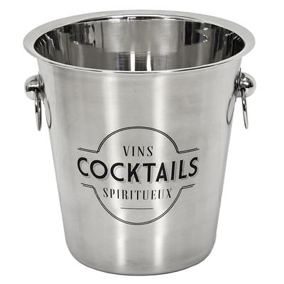 [A3483] - Seau à champagne- seau à bouteille inox 'Vins Cocktails Spiritueux' chrome - 22 cm