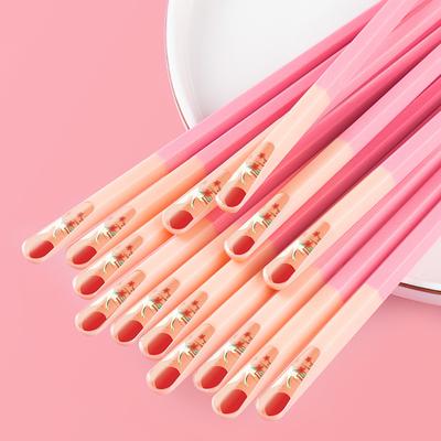 Rozā 5 pāri japāņu ķīniešu irbulīši ēdiena ēšanai Suši kociņi Atkārtoti lietojams metāla korejiešu irbulīšu komplekts Veselīgs galda piederumu komplekts