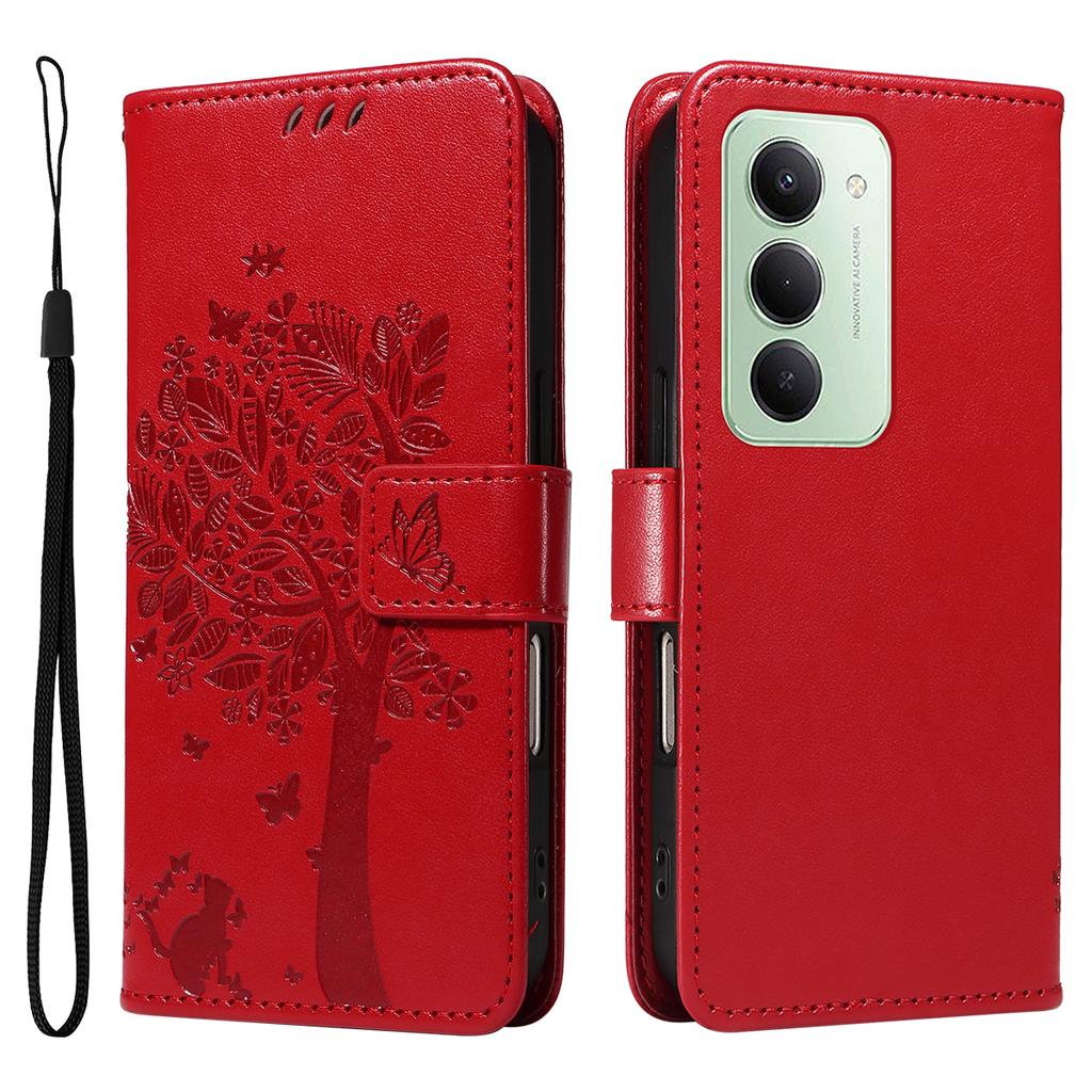For Xiaomi Redmi 15 5G (Global) (169mm) Phone Case with Stand Cat Tree Pattern Leather Wallet Mobile Cover