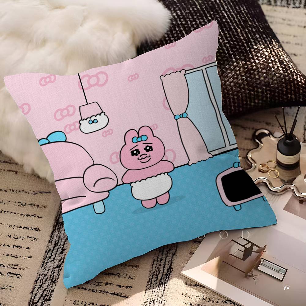 Cute Rabbit Print Pillow Cover, Durable & Machine Washable, Bedroom Decorative Cushion Cover