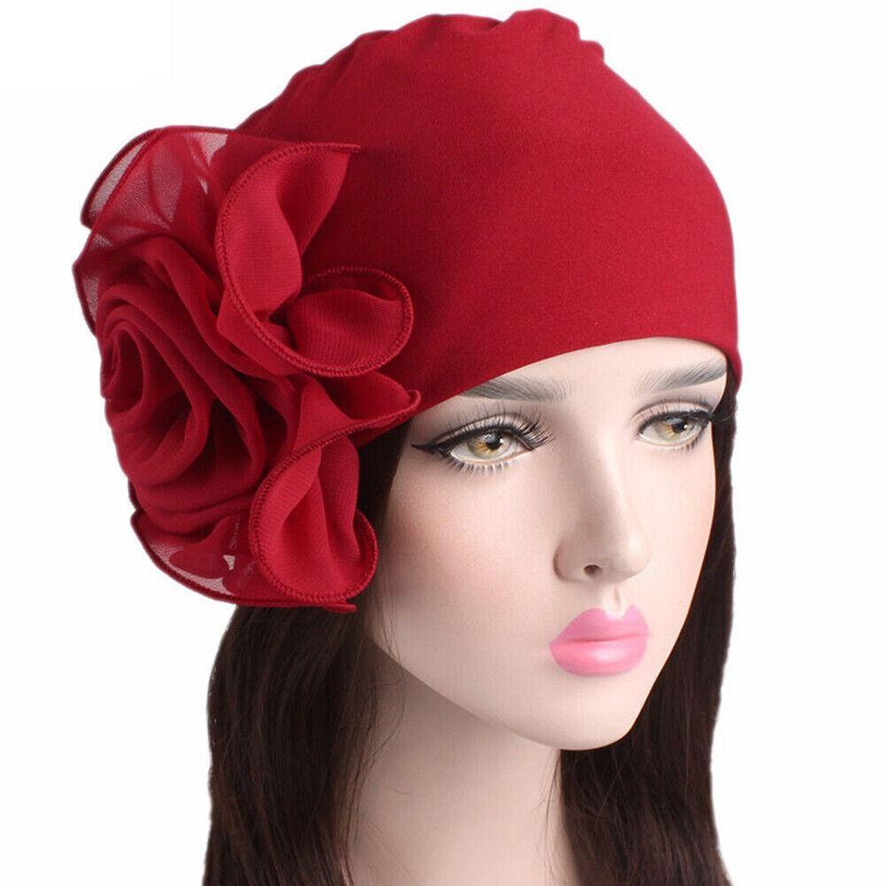 

New Big Flower Wrap Turban Hats Head Scarf Wedding Hat Hair Loss Cap