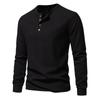 Waffle Henley T-Shirt Men Long Sleeve Basic Breathable Men's Tops Tee Shirts New Autumn Casual Solid Color Button T Shirts