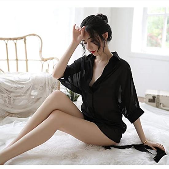Babydoll Sexy Popular Large Size Cute Transparent Extreme Lace Set Lingerie Shirt Style Underwear Pajamas Mini Dress See Through Room Wear Nightgown