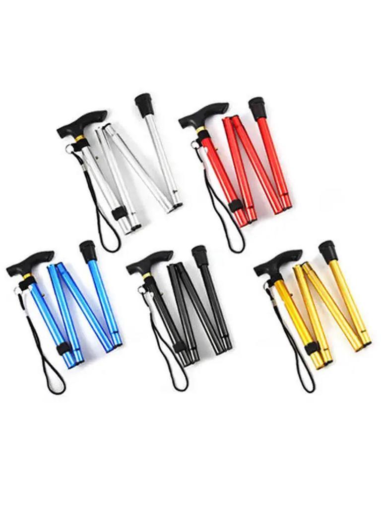 Adjustable Aluminum Alloy Folding Trekking Pole for Elderly - Non-slip, Lightweight Walking Stick