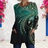 Women Plus Size Round Neck Long Sleeve Printed Light Purple Loose T Shirt With Pockets