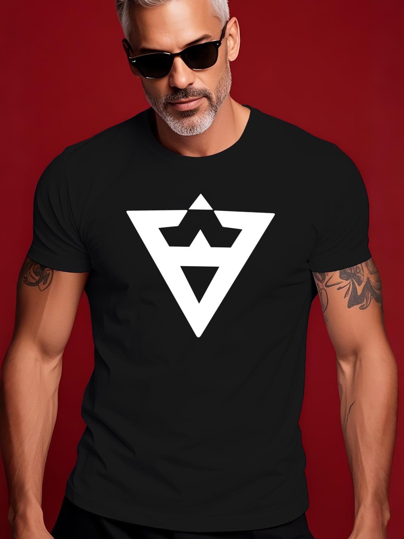 Trendy Inverted Triangle Graphic Tshirt - Royal Blue S