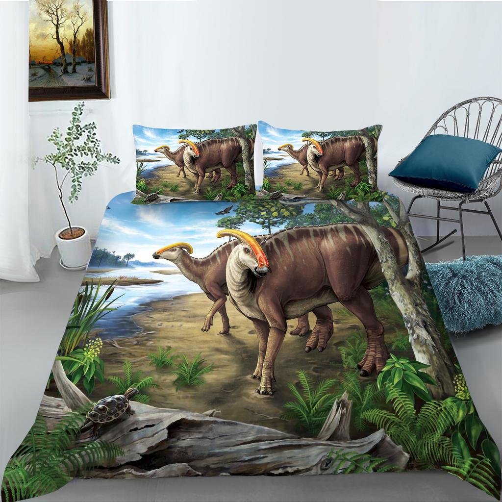 Digital Printing Bedding Two Or Three-Piece Set, Dinosaur Series Polyester Fabric